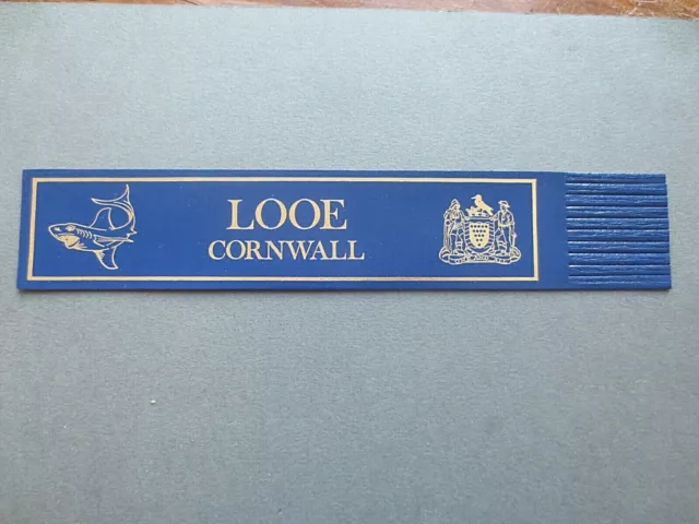 Leather BOOKMARK Cornwall LOOE Cornish Seaside Town Holiday Shark Blue