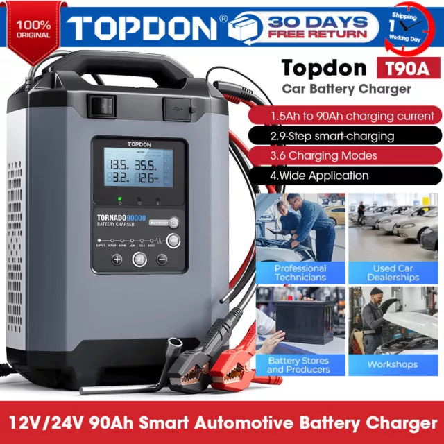 Topdon Smart Charger 70A/90A Power Supply 70A/90A Dynamic Battery Charger Usa