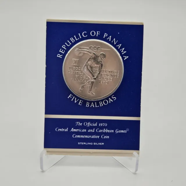 Sterling Silver Panama Five Balboas 1970 Commemorates Central American Games