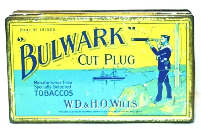 Antique Large Bulwark Cut Plug Tin Sailor Ship Navy Image Wd&Ho Wills 2