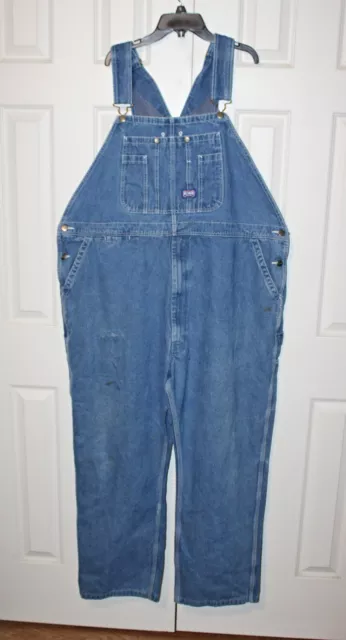 Big Smith Bib Overalls Men's Size 50 x 30 Blue Denim Jean