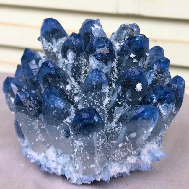 1.77LB New Find blue Phantom Quartz Crystal Cluster Mineral Specimen Healing 2