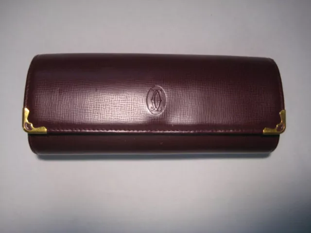 Vintage Cartier Burgundy Hard Leather Eye Glasses Eyeglasses Case Paris France