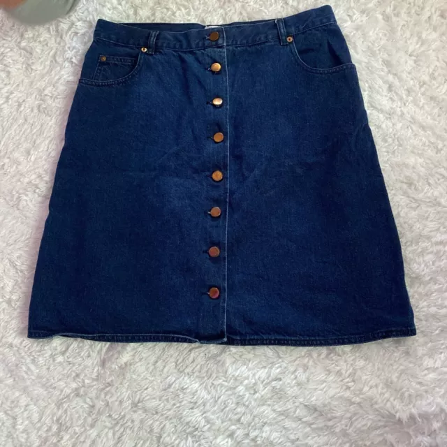 Asos Denim Skirt Size 12 Womens A Line Button Front Jean Cotton Waist:17inches