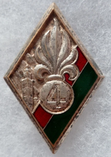 Insigne Légion étrangère 4° REI / 2° Compagnie - Porté, Algérie, Années 50-60 (émail Abîmé)