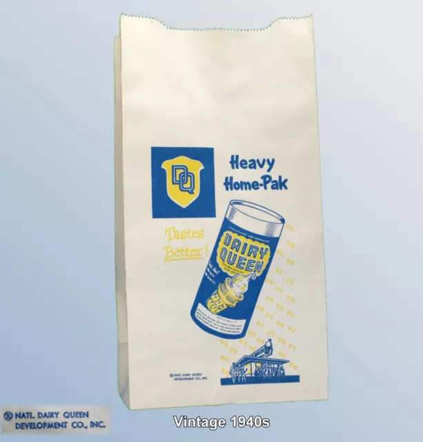 Authentic 1940 Dairy Queen HEAVY HOME-PAK Ice Cream Bag Rare Gaylord Bag Co.