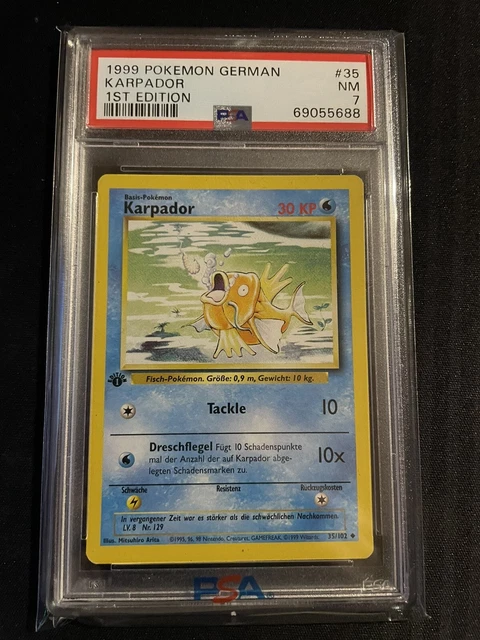 Karpador POKEMON KARTE 1st Edition: Magicarp # 35/102 German PSA 7 Base Set