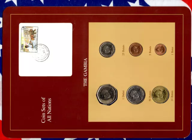 Coin Sets of All Nations Gambia w/card 1971 - 1987 UNC 1 Dalasi 1987