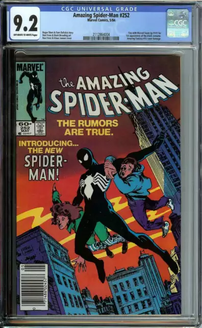 Amazing Spider-Man #252 Cgc 9.2 Ow/Wh Pages // 1St App Black Suit Marvel 1984