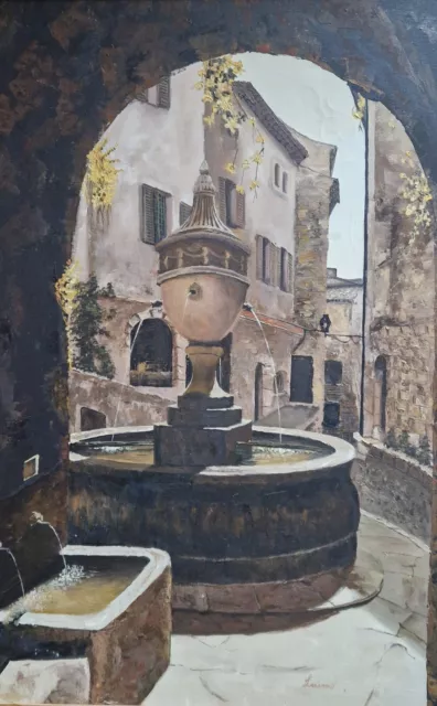 Tableau Peinture Place De La Grande Fontaine, Saint Paul De Vence