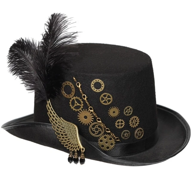 STEAMPUNK TOP HAT With Gears Gay Top Hat Steampunk Fedora Hat Bowler