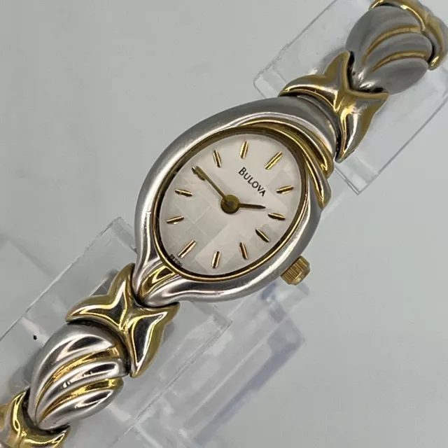 Vintage Bulova Womens Watch Gold & Silver Tone Stainless Band & Dial NEW BATTERY