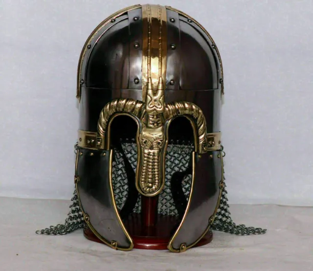 SCA/ Larp Medieval Steel Viking Helmet With Chainmail Hand Forged Helmet