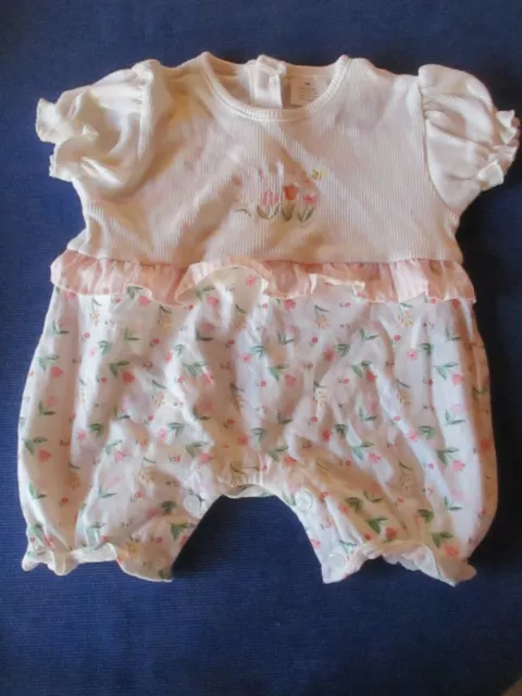 Lot de 3 barboteuses de bébé blanc vert rose Jacadi bébé 9  6 à 9 mois 2