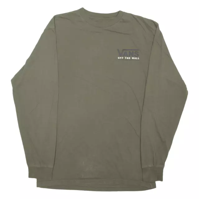 T-shirt VANS Off The Wall verde manica lunga da uomo M
