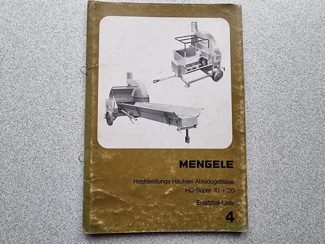 Mengele Ersatzteilliste Häcksel Abladegebläse HG Super 10 + 20
