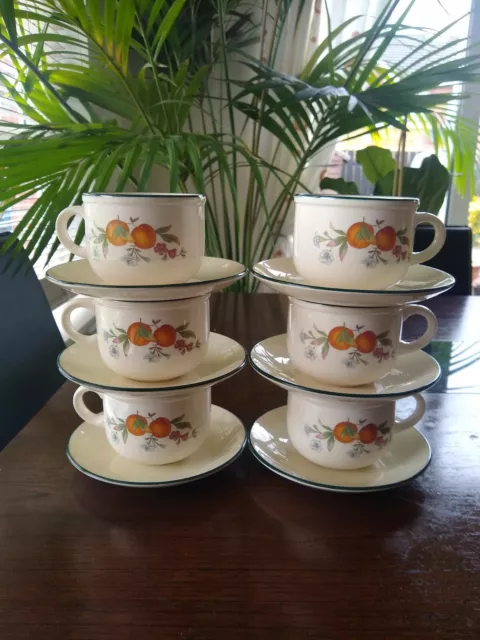 6 Cloverleaf Peaches and Cream  Cups and  Saucers Set Made in England
