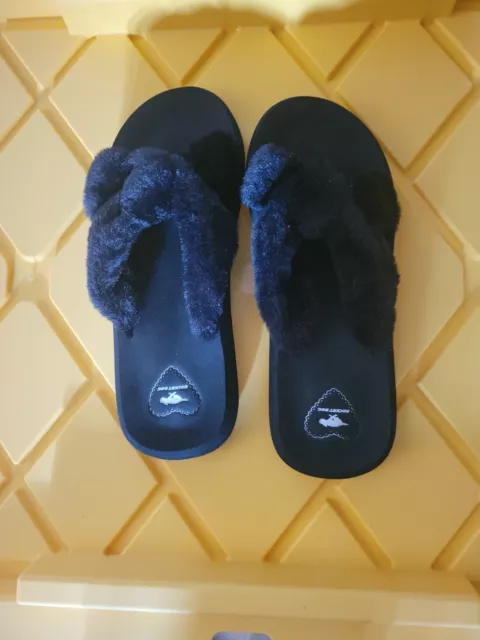 ROCKET DOG Women Black Faux Fur Slides Sandals Flip Flop  Slippers Size 8