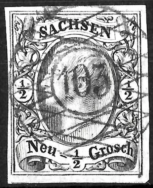 Sachsen Nummernstempel ~ N103 Schönhayda ~ MiNr. 8 ~ 1/2 Ngr.