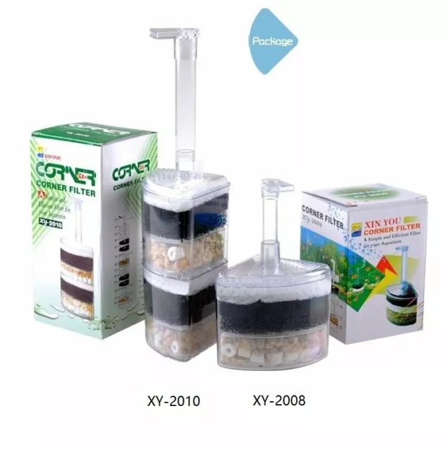 XY-2008 Air Driven Bio Corner Filter Sponge Fry Shrimp Nano Fish Tank Aquarium