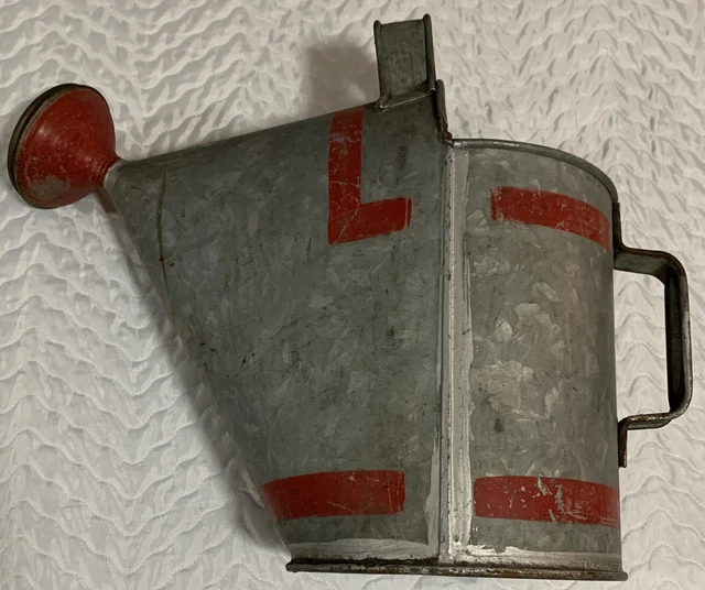 VINTAGE ANTIQUE 1913 Galvanized Metal Watering Can w Brass Nozzle