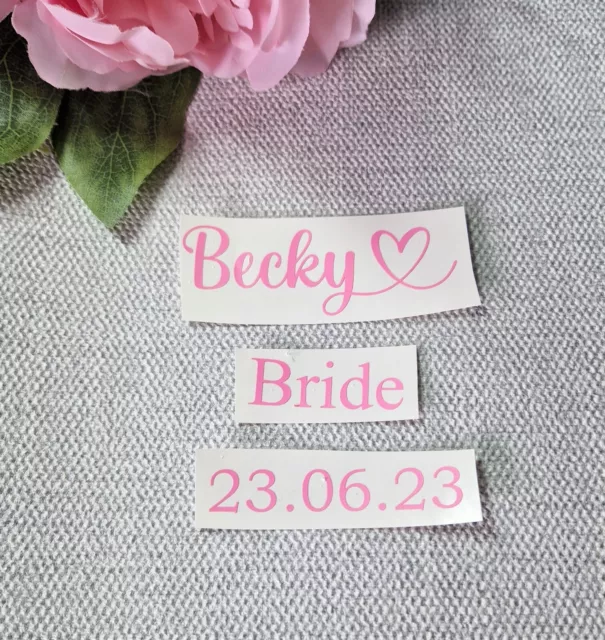 Wedding Hanger Decals sticker set , Name, date, role (DECALS ONLY)
