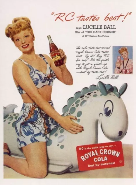 Lucille Ball / Royal Crown Cola - CUSTOM MATTED - New Postcard : GIFT