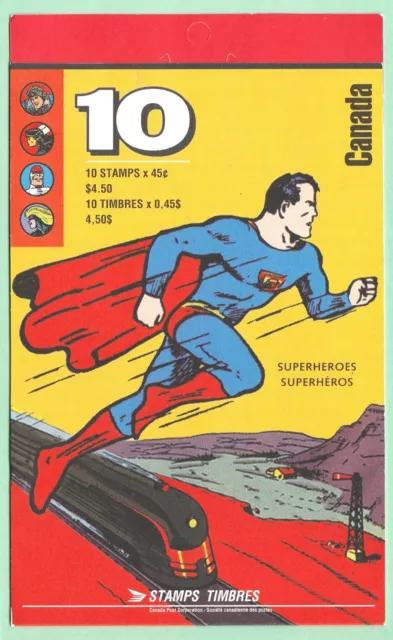 Canada Post Superheroes Booklet of 10 45 cent mint stamps.  Superman and others.