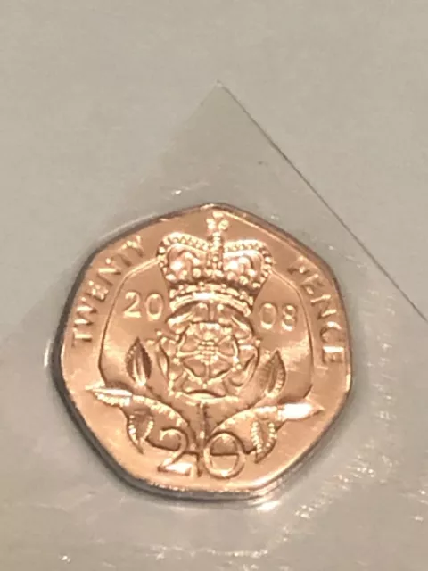 2008 20p Twenty Pence Tudor Rose Coin Uncirculated UK BUNC