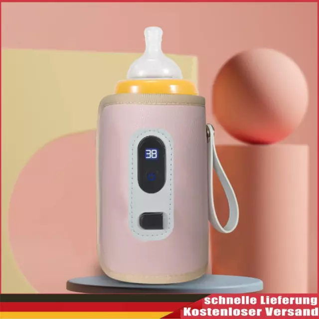 Pantalla de temperatura portátil portador térmico de leche USB para bebés (rosa)