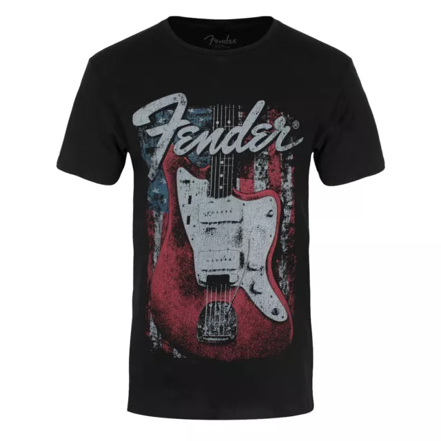 Fender T-Shirt Distressed Guitar Rock Band Official New Black