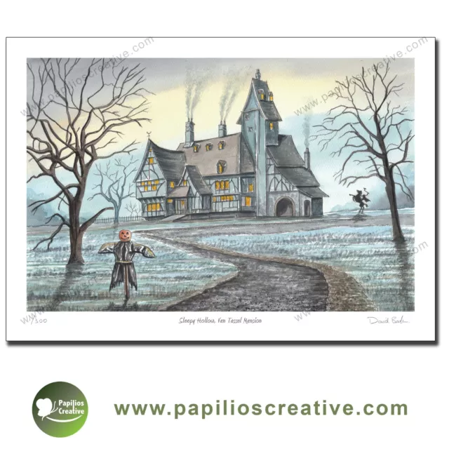 Sleepy Hollow, Van Tassel Mansion Pen and Wash Limited Edition A4 print