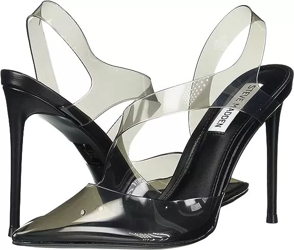 Steve Madden Womens Vienne Clear Slip On Slingback Heels Shoes