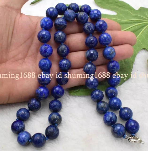 Natürlich 6mm-20mm Blau Lapis Lazuli Runde Edelstein Perlen Halskette 18'' AAA++