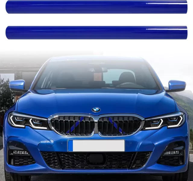 Kühler Grill Zierleisten V Streben passend für BMW F30 F31 F32 F33 F34 Blau NS 2