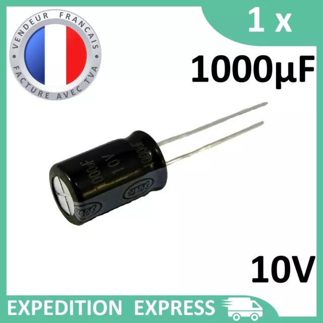 Condensateur électrolytique 1000µF 1000uF 10V radial WH 105°C THT chimique