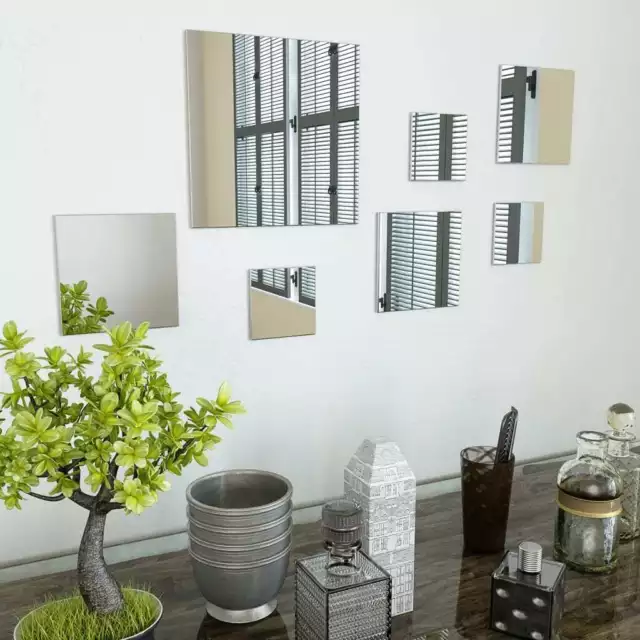 Conjunto de espejos pared cuadrados vidrio 7 piezas vidaXL