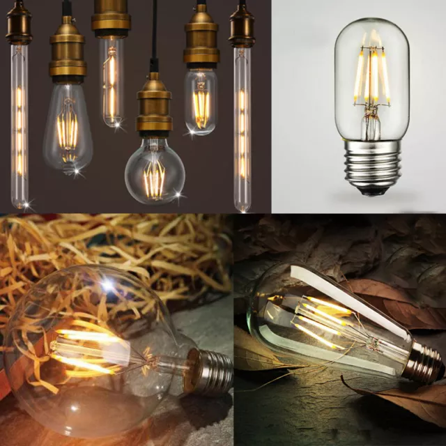 E14 E27 B22 ES BC 2W/4W/6W/8W Edison Retro Filament LED Globe Candle Light Bulbs
