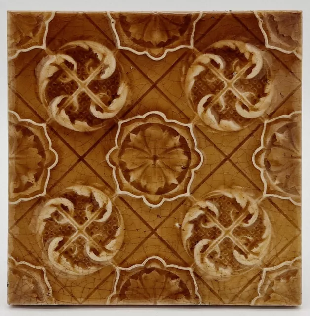 Antique Fireplace Tile Moulded Majolica Craven Dunnill & Co C1900 AE1