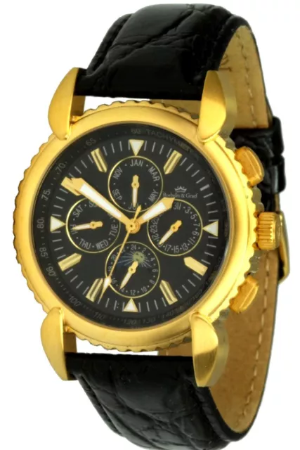 Roebelin & Graef Trafalgar Montre Automatique Inox IP Gold Hommes Lederarmband