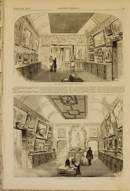 Mr. Aspinwall's Galleries New York 1859 vintage print
