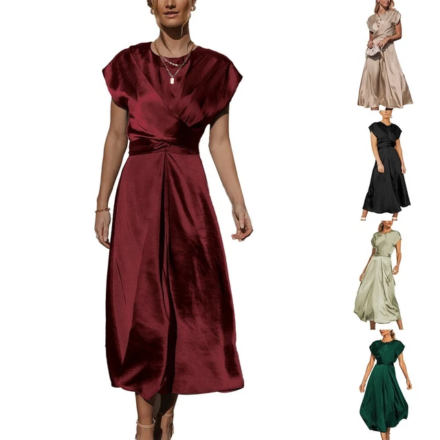 Moda Ogni Giorno Vestito Donna a-Line Abito Girocollo Elegante Fluttua Vestiti