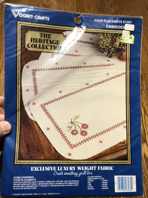 Manteles bordados de cerezas Vogart Crafts Heritage Collection