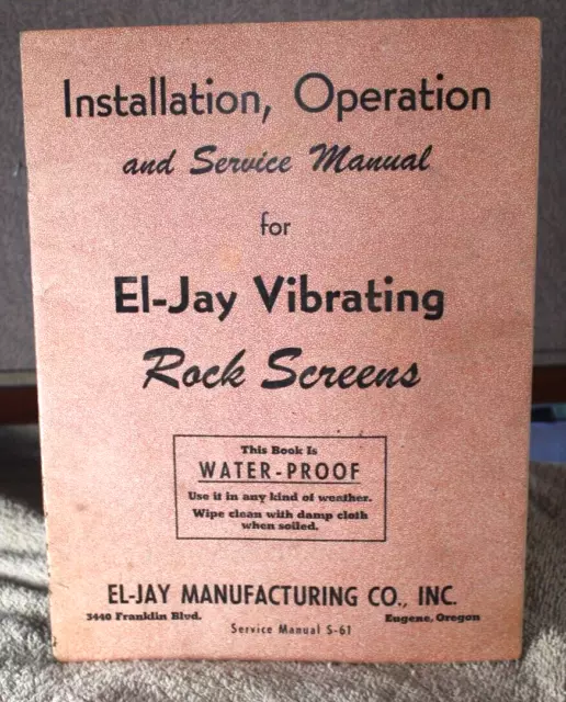 installation operation and service manual for ei-jay vibrating rock screens
