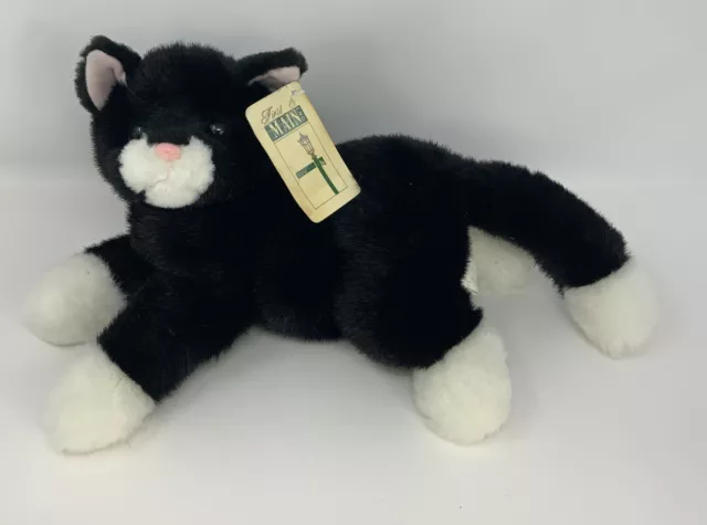 First & Main Cat Sebastian Black White Kitty 10" Plush Stuffed Animal