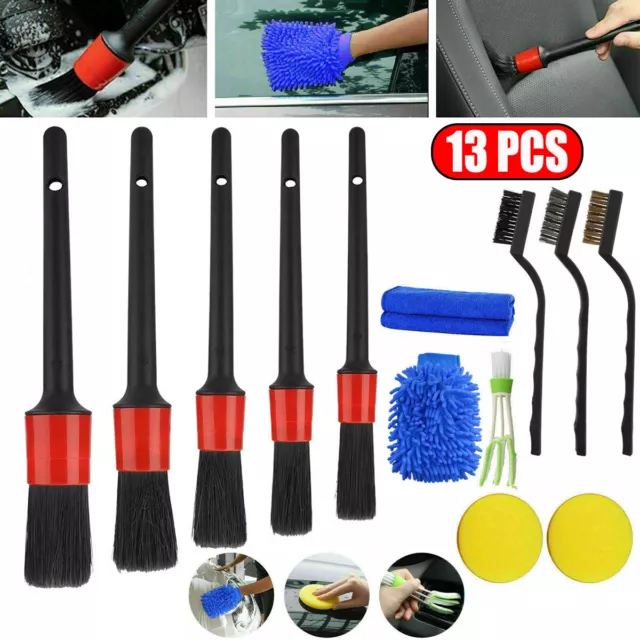 13 pièces Kit d'accessoires de nettoyage de voiture detailing brosse pinceau 2