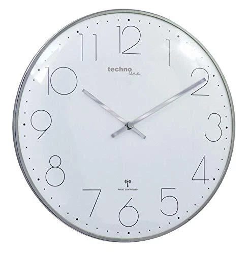 Techno Line WT 8235 Chrom-Optik radiopiloté(e) Horloge Murale 350 mm x 25 mm Chr