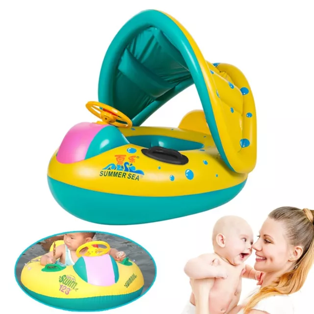 Baby Swim Float Inflatable Swimming Pool Toys Child Swimming Ring with Sunshade