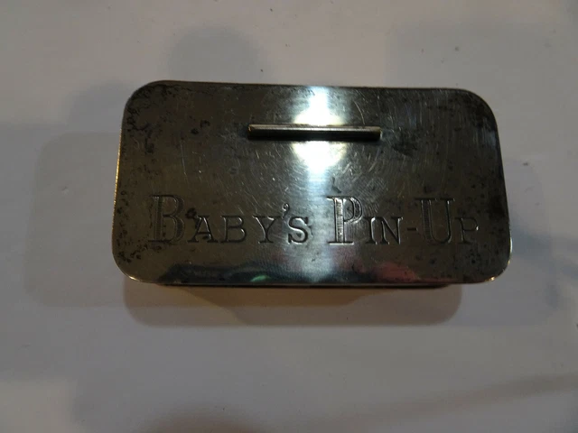 Vintage Diaper Pin Box Made by  Victoria Brand " SILVER Plated "