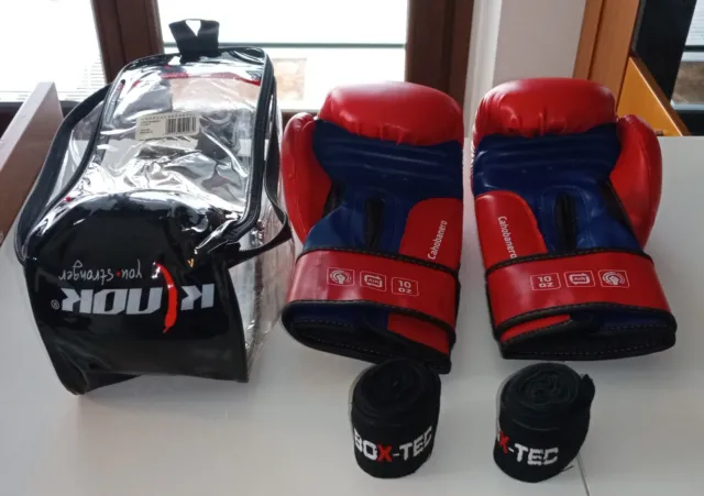 K-NOK - GUANTO BOXE - CAHOBANERO tg. 10 oz con coppia fasce bende sottoguanti